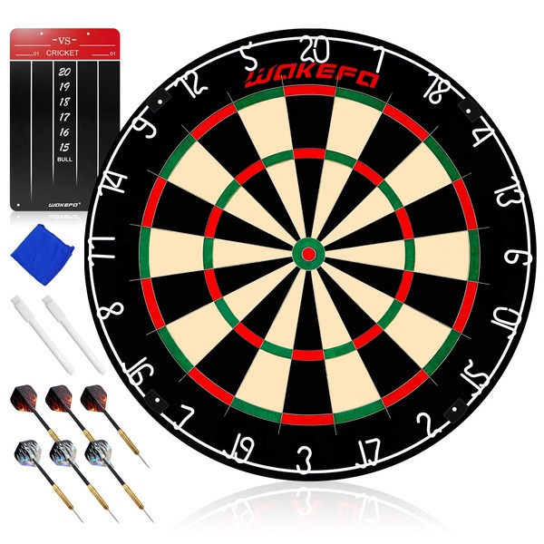 Professional Dart Boards, Competition Bristle Dartboard and Darts for Adults, Steel Tip Dart Board Set in Game Room/Bar/Office, Regulation Size High Grade Sisal Dartboards with 6 Metal Tip Darts