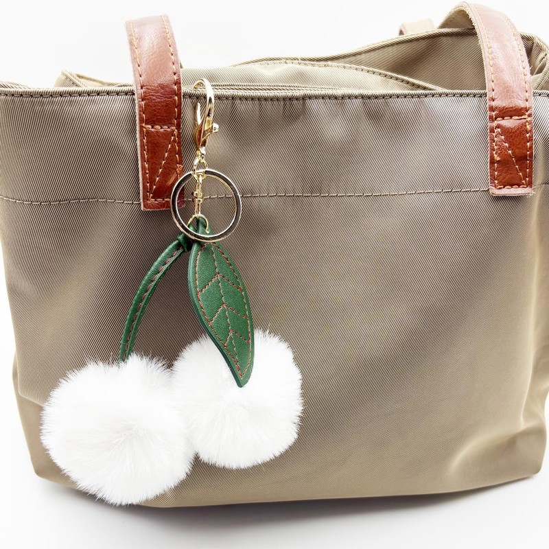 Sqzrpomddy Cherry Keychain, Keychain, Cute, Fluffy, Keyring, Hanging Bag, Cute