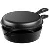 LIFERUN Cast Iron Skillet with Lid - 2-in-1 Multi-Cooker: Deep