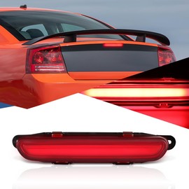 Auto Dynasty 3D LED Bar Rear High Mount Center 3rd Third Tail Brake Light Stop Lamp Compatible with Dodge Charger 2006-2010, Red Lens