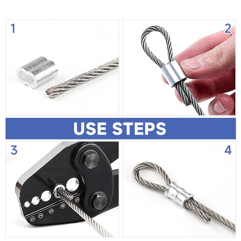 YMYP Wire Rope Crimping Tool, Ferrule Swaging Tool for Aluminum