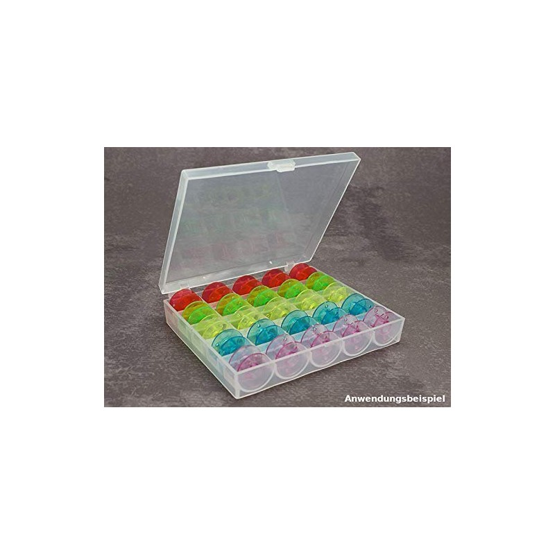 Handarbeit-Lieblingsladen Bobbin Box with 25 Sewing Machine Bobbins Storage Box