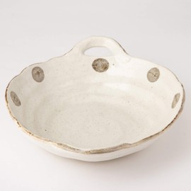 Mino Ware K52019 Polka Dot White Karatsu Large Pot with Both Hands