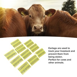 GLOGLOW Pack of 100 Cattle Ear Tags, 001-100 Number Animal Tags, Farm Animal Tags, ID Tags, Foldable Ear Tags for Lamb, Goat, Sheep