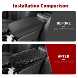 SQQP Center Console Cover Armrest Cushion Compatible with Jeep Grand Cherokee 2022-2024+, Center Console Protector Comfortable PU Leather Armrest Cover(Carbon Fiber)