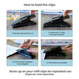 OfficeGoods No Slip Clip Refills - Binds Up to 50 Pages - Reusable - Works with No Slip Clip Dispenser - 50 ct Box Each Small & Large - 100 ct Total - Multicolor