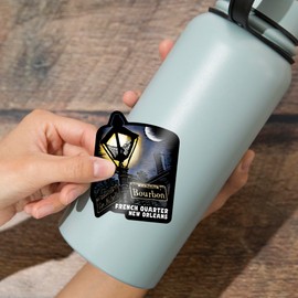 Die Cut Sticker New Orleans, Louisiana, French Quarter, Bourbon Street, Scratchboard, Contour Vinyl Sticker 3 to 6 inches, (Waterproof Decal for Cars, Water Bottles, Laptops, Coolers), Large