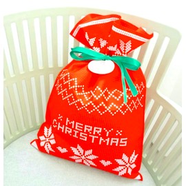 Creve Cell Christmas Wrapping Bag, Gift Bag, Drawstring Bag, 17.7 x 11.8 inches (45 x 30 cm), Snow Crystal, Large Size, Wrapping Tag, Includes Original Stickers, 1 Piece