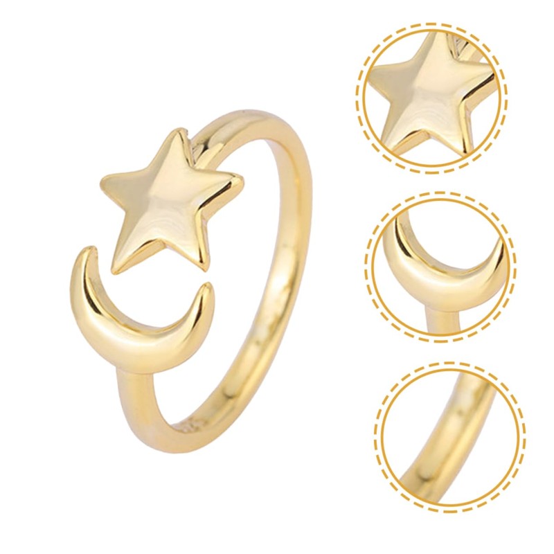 FOMIYES Open Ring Aesthetic Star Moon Ring for Women Statement