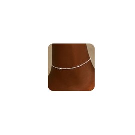 Moodear Ankle Bracelets for Women 14K Silver Plated Anklet Twist Chain