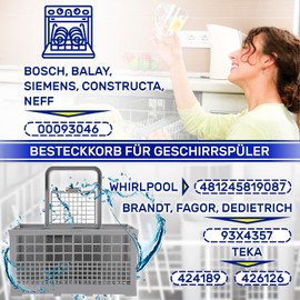 Spülmaschinenkorb mit dem Originalcode 00093046 für Bosch für Balay für Siemens für Siemens für Constructa für Neff 424189 426126 für Teka 481245819087 für Whirlpool - Garantie 10 Jahre - MONTERAL