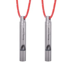 Boundless Voyage Titanium Whistle Emergency Survival Safety Whistles with Lanyard Loud for Outdoor Camping Hiking Coaches Training Sports Keychain Whistle (2 PCS - Ti9010O)