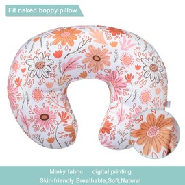 OWLOWLA Nursing Pillow Cover,Minky Breastfeeding Pillow Cover Fits Original Nursing Pillow Baby Boy Girl(Coral Floral)