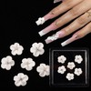 6Pcs 3D Handmade Flower Rhinestones White Acrylic Flower Nail Art
