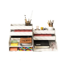 NEPA Market 3 Size Modular Desk Organizer Set 9 Piece Sliding & Stackable Trays + Paper Tray