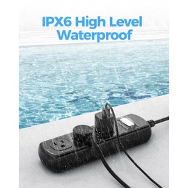 EIGSO Outdoor Power Strip Weatherproof, IPX6 Grade Waterproof Surge Protector with 3 Wide Outlets, Anti-Electric Shock, 10 FT Heavy Duty Extension Cord for Outdoor Patio Garden, Black