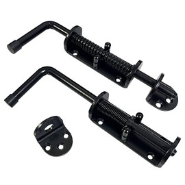 Aiwaiufu 8.5inch Black Heavy Duty Spring Loaded Latch Pin, Galvanized Steel Sliding Barrel Bolt Latch for All Kinds of Gate/Doors, Thickened Interior and Outdoor Latch, 2 Packs