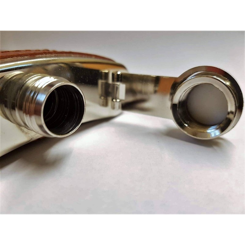 Stainless Steel Hip Flask with Union Jack Brown Leather Cover,