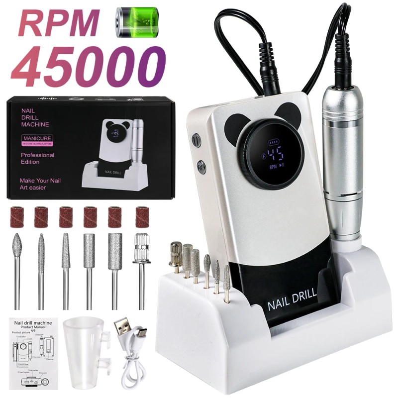 Professional Portable Stainless Steel Nail Drill File Buffers 45000 RPM