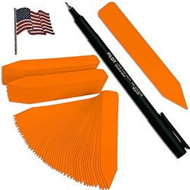 TAGKRAFTERS 5" x 5/8" Orange Premium Pot Stakes with Marker - 1,000 Pcs - Plastic Plant Tags and Labels - Nursery Garden Tree Labels Waterproof Writeable | Made in The USA |