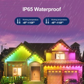 RCmall Permanent Outdoor Lights,eave Light with App & Remote RGB Outdoor Lights, Multiple Scene Modes, 50FT 30 LED Lighting Waterproof Outdoor Lights for Garden Christmas Game Wedding Decor