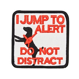 2 pcs I jump to alert Embroidered Patch with Hook and Loop Fastener Backing- Punk Style Tactical Crochet Appliques Suitable for Vests,Jackets, Backpacks,and Clothing