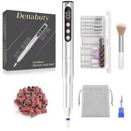 Torno para Uñas Profesional de 35000 RPM, 12 en 1 Lima Eléctrica para Uñas de Gel y Acrílicas, Recargable Torno Sin Cable con 5 Velocidad Ajustable para Manicura y Pedicura Plata