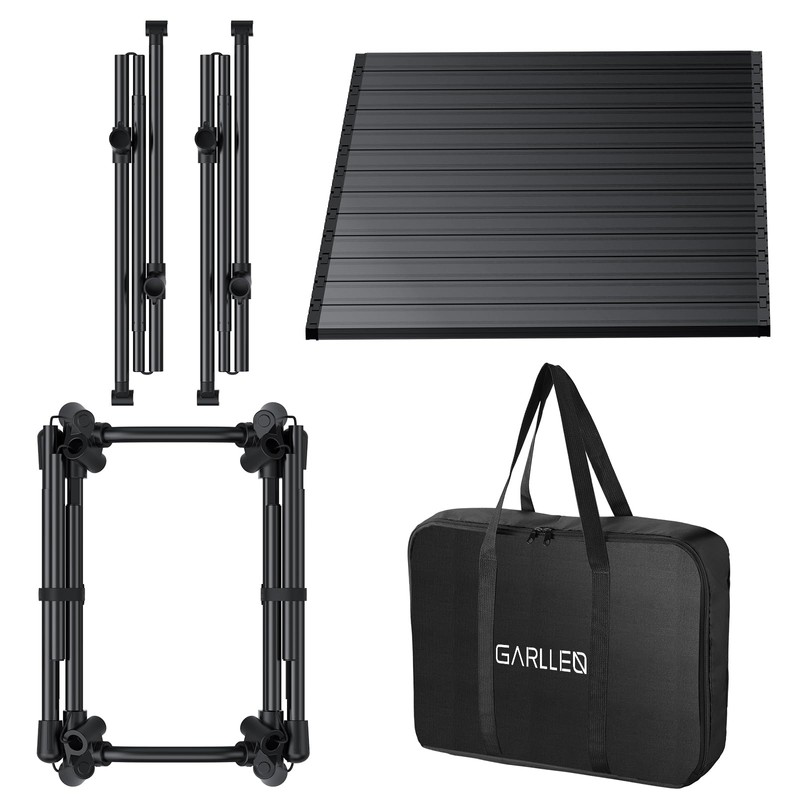GARLLEN Folding Camping Table 176LBS Capacity, 4 Adjustable Height Roll-up