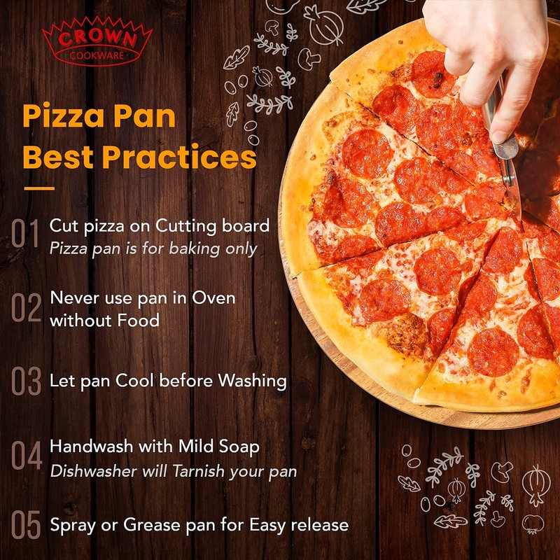 Crown Pizza Pan with Holes 14 inch, 1 Pack, Sturdy,