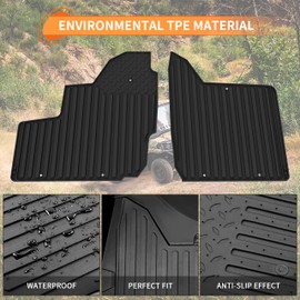SAUTVS TPE Front Floor Mats for Kawasaki Mule PRO-MX, Front Row Floor Liners All Weather Protection Slush Mats for Kawasaki Mule PRO-MX EPS 2019-2024 Accessories (2PCS, Replace #99994-1187)