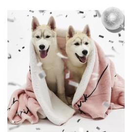 Victoria's Secret Pink Script Sherpa Blanket Black Logo 50” x 60”