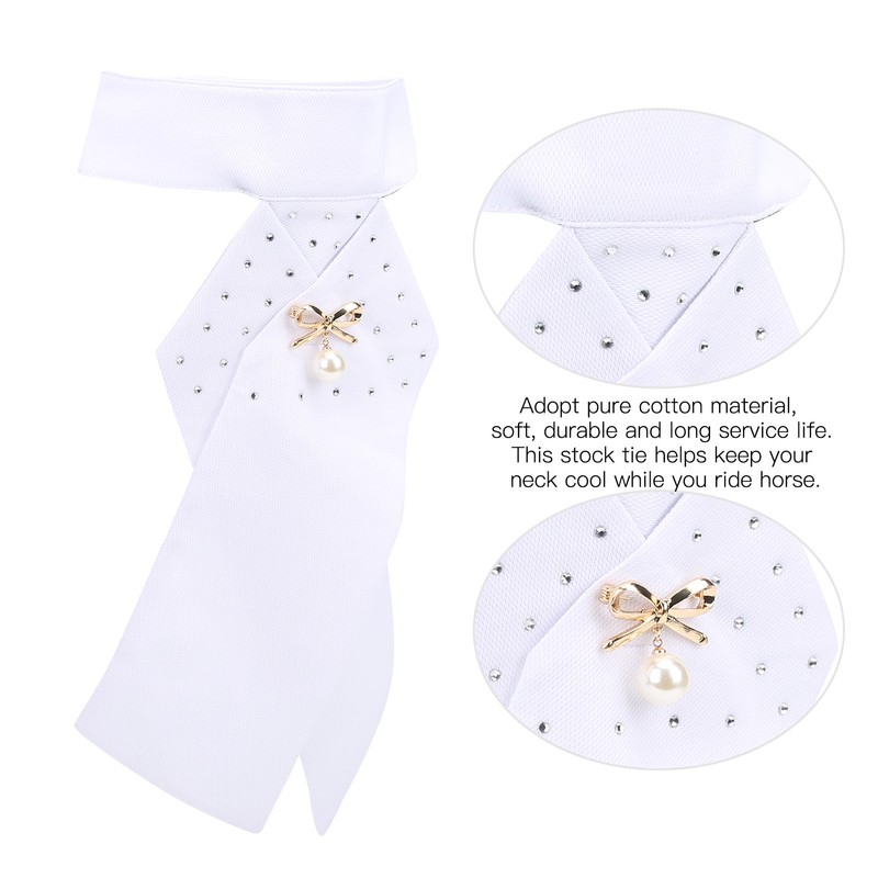 Horse Riding Stock Tie Equestrian Pre Tied Brooch Cotton Adult