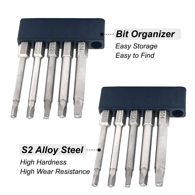Saipor 10PCS Magnetic Square Head Screwdriver Bits Set 1/4'' Hex
