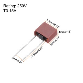 sourcing map 30Pcs DIP Mounted Miniature Square Slow Blow Micro Fuse for Electronic Parts PCB LCD Repair, T3.15A 3.15A 250V, Red