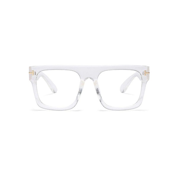 Jurchio Unisex Stylish Square Non-prescription Eyeglasses Glasses Flat Top Big Eyeglass Frames Large lens Clear Lens Eyewear (Crystal Clear(blue light Blocker Lens))