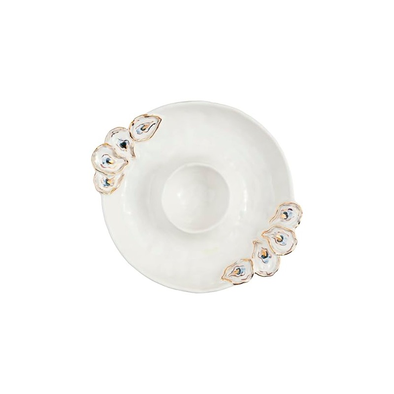 Mud Pie Oyster Chip And Dip Bowl Set; 2" x