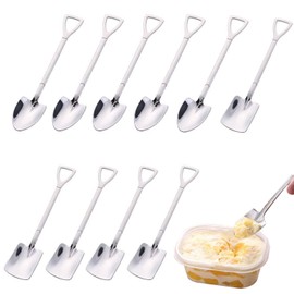 10 Pieces Stainless Steel Spade Spoons, Shovel Shaped, Creative, Scoop Shape Spoon, Ice Dessert Spoon, Coffee Spoon, Cutlery Set, for Catering Activities, Theme Restaurants, Bars