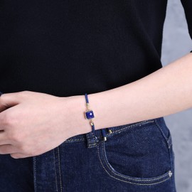 COAI Lucky bracelet made of natural stone, adjustable gemstone bracelet for men and women, Stone, Lapis Lazuli