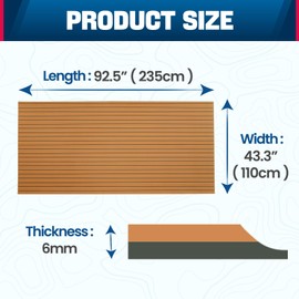 Nauticoat Marine Flooring Faux Teak, EVA/PE Foam Boat Flooring 92.5" x 43.3", Non Slip Marine Decking for Fishing Boats, Flats Boats, Sailboats, ski Boats, houseboats, Personal watercraft, towboats.