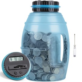 X-Large Piggy Bank for Adults Kids Digital Coin Counting Bank, Vcertcpl Automatic Coin Counter Money Counting Jar with LCD Counter, 2.8XL Money Jar for Saving Change, Totals All CA Coins