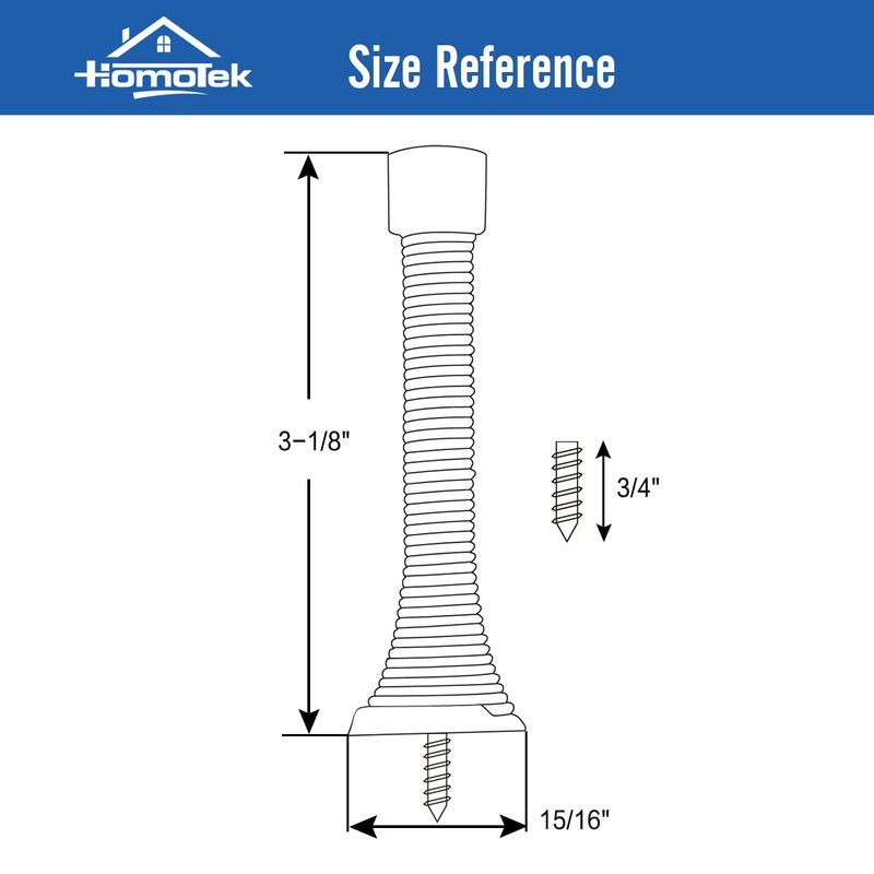 HOMOTEK 12 Pack Spring Door Stopper with Rubber Bumper 3-1/8"