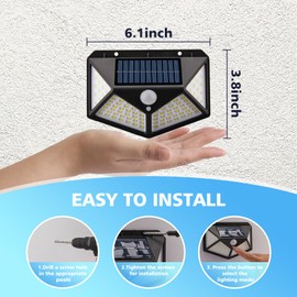 Weejunki Solar Lights Outdoor 100 LED with Lights Reflector and 3 Lighting Modes, Motion Sensor Wall Lights,IP65 Waterproof Solar Powered for Garden Patio Yard（6 Pack）