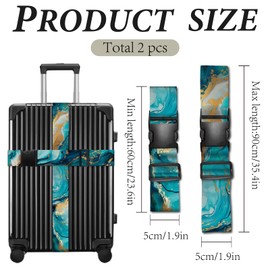CREATCABIN Pack of 2 Luggage Straps Suitcase Strap TSA Tested Adjustable Travel Strap Polyester Marble Luggage Connection Straps for Suitcases with Plastic Fasteners Suitcase Strap Accessories 5 x 90