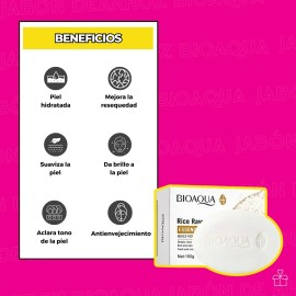 Jabón De Arroz Bioaqua Aclara Elimina Manchas Axila Codos Mixta Día/noche