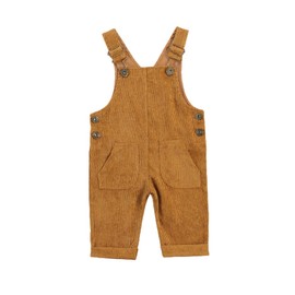 Bonangber Toddler Kids Baby Boy Girl Corduroy Bib Overalls Suspender Pants Solid Straps Trousers Halter Jumpsuit with Pocket Outfit (A-Khaki,0-6 Months)