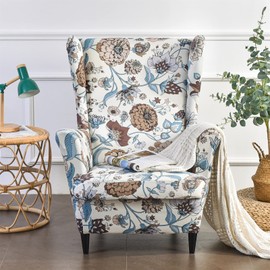 MINGPINHUIUS Wingback Chair Cover Sofa Slipcover - Stretch Polyester Wingback Armchair Covers Super Soft Furniture Protector Couch for Living Room Machine Washable/Skid Resistance