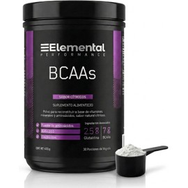 ELEMENTAL BCAA + Glutamina 420g 30 Porciones Sin Azúcar Cítricos