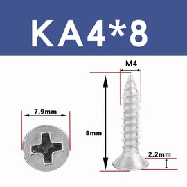 50 Pcs Self Tapping Screws, M4 x 8mm Multi Purpose Screws, 304 Stainless Steel, Phillips Flathead Screws for Wood, Drywall and Furniture