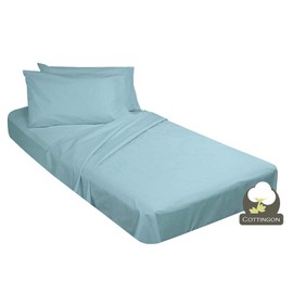 Sheets for Cot Bunk Bed-Cot Size Mattress Sheets-Fitted Cot Sheet Perfect for Narrow Twin/Cot Size/Rv Bunk/Guest Bed Replacement/33 X 75" Mattress/Camping Cot, Light Blue, Cotton Cot Sheets 4(PCs)