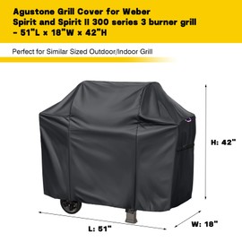 Agustone Gas Grill Cover for Weber Spirit and Spirit II 300 Series, Heavy Duty Waterproof 3 Burner Barbecue Griddle Cover